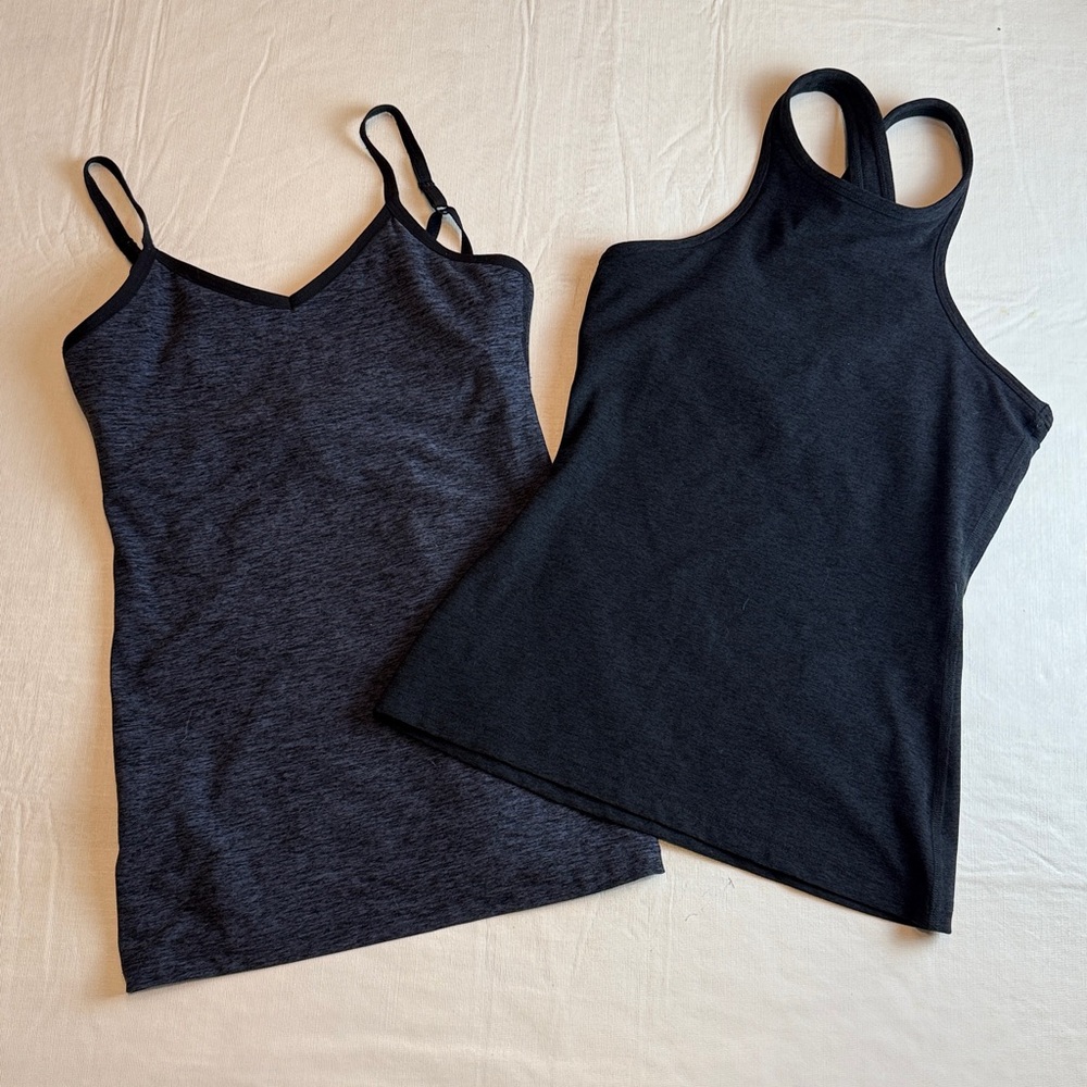 Beyond Yoga Bundle Women's Black Charcoal Criss Cross Back Tank Tops Size S